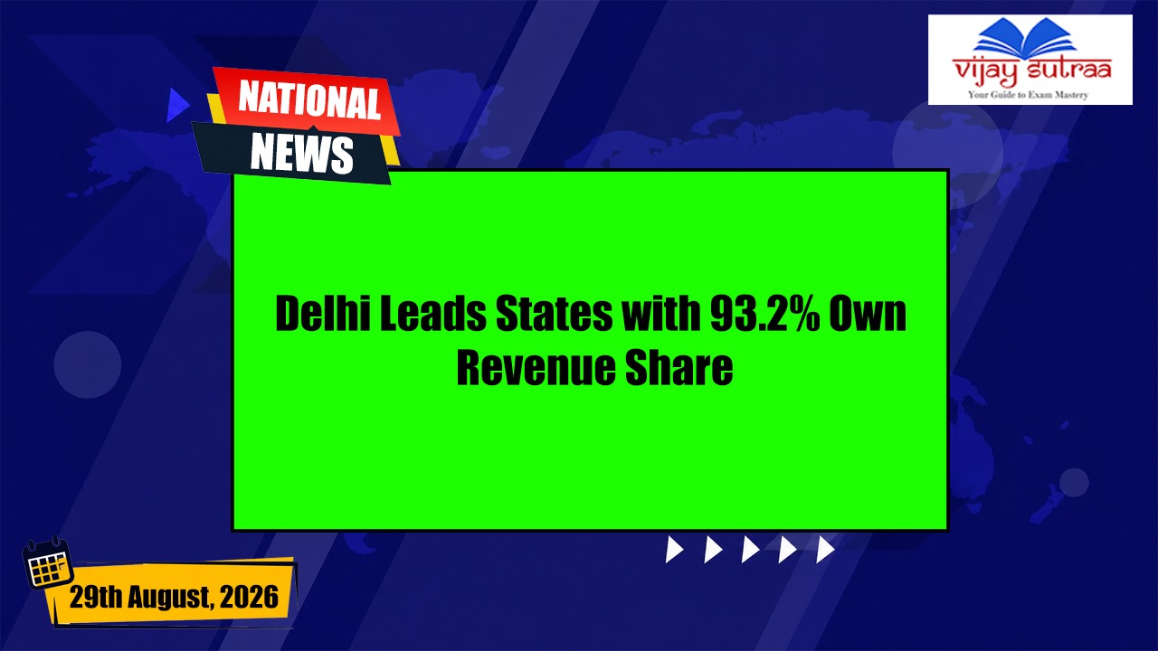 Delhi Tops States in Financial Self-Reliance with 93.2% Own Revenue
